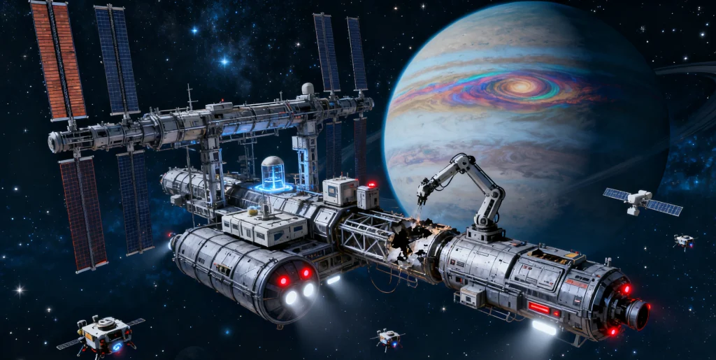 《星际要塞》深度评测:太空基地建设与生存策略游戏 1 PC单机游戏《星际要塞》基地建设界面 - 展示复杂的建造与管理系统