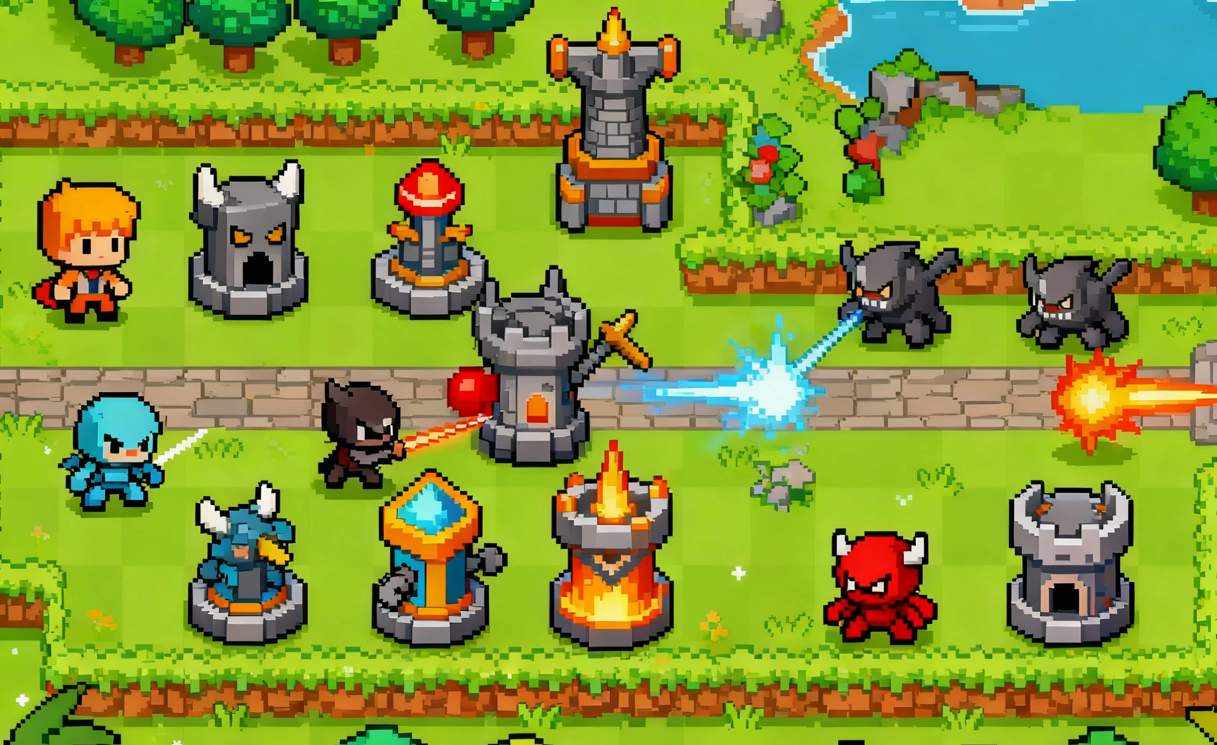 网页游戏《堡垒防御战》宣传图 - 展示防御塔与怪物战斗场景